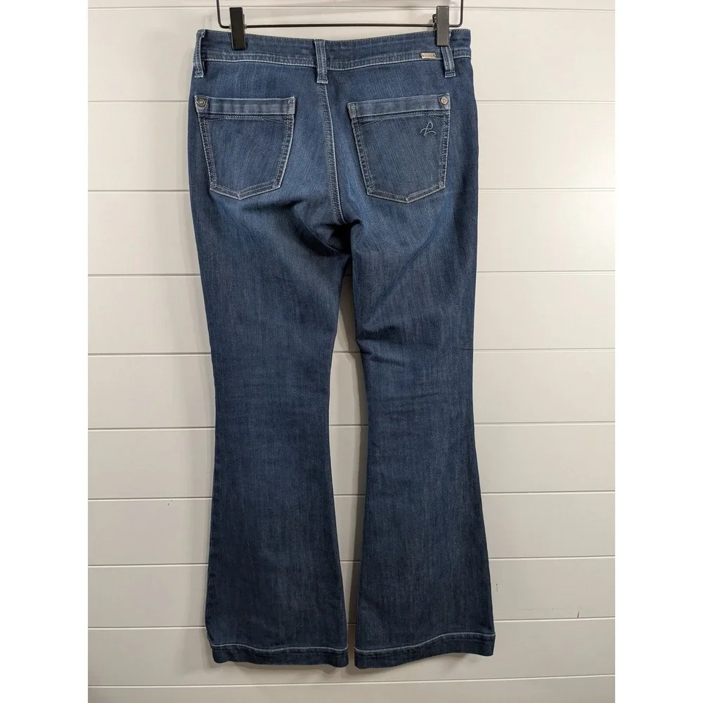 DL1961 Womens Joy Super High Rise Flare Jeans sz 28 Dark Wash Blue 4 Way Stretch - Picture 9 of 16
